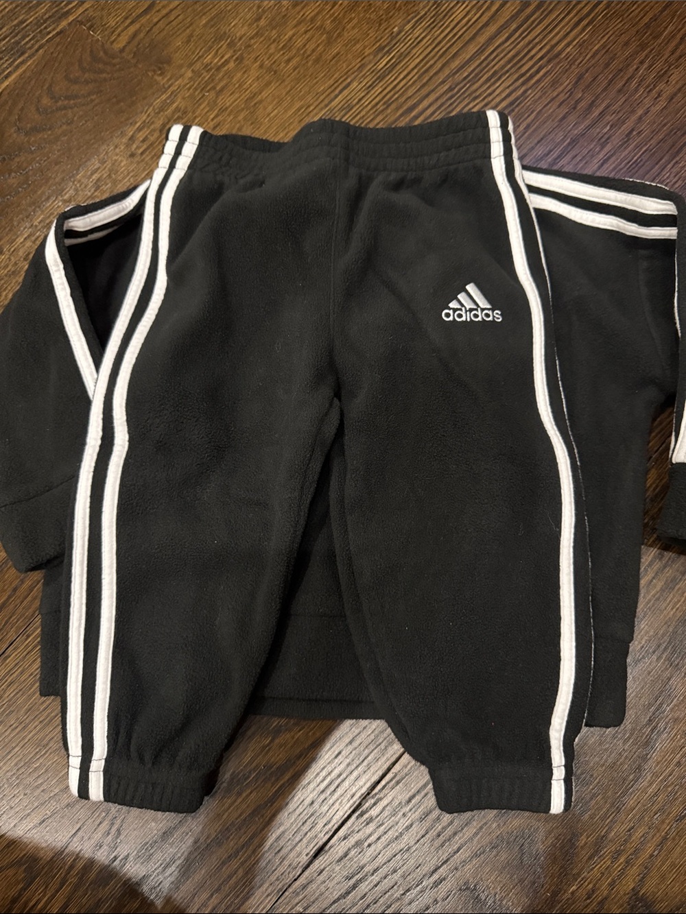 adidas Kids Black Sweatshirt & Joggers Set with White Stripes fleece - Picture 4 of 4